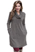 Sexy Grey Drawstring Cowl Neck Sweatshirt Dress